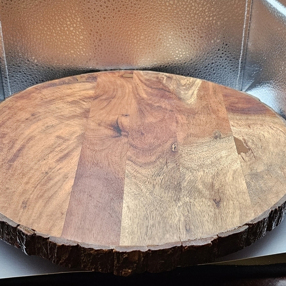 Wooden tray/ cheese platter lazy Susan dark brown 12.5 in - Picture 5 of 5